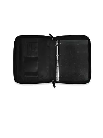 FILOFAX | Classeur A4 en cuir nappa avec fermeture éclair et anneaux amovibles Noir |